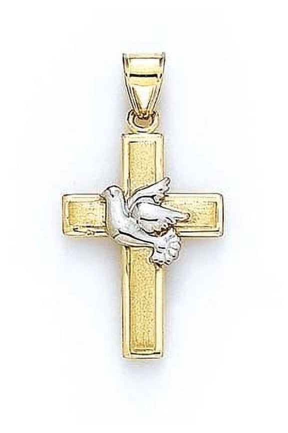 14k Two-Tone Gold Cross Dove Pendant - 2.1 Grams