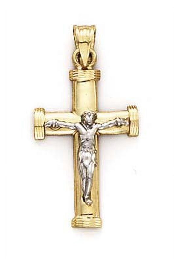 14k Two-Tone Gold Crucifix Pendant - 2.3 Grams