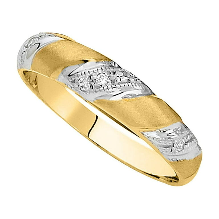 14k Two Tone Gold Cubic Zirconia 5-mm Ladies Wedding Band