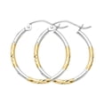 thumbnail image 1 of 14k Two-Tone Gold Diamond-Cut Hoop Earrings , (20mm X 20mm), 1 of 2
