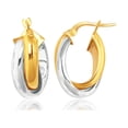 thumbnail image 1 of 14k Two-Tone Gold Double Row Intertwined Oval Hoop Earrings, 1 of 2