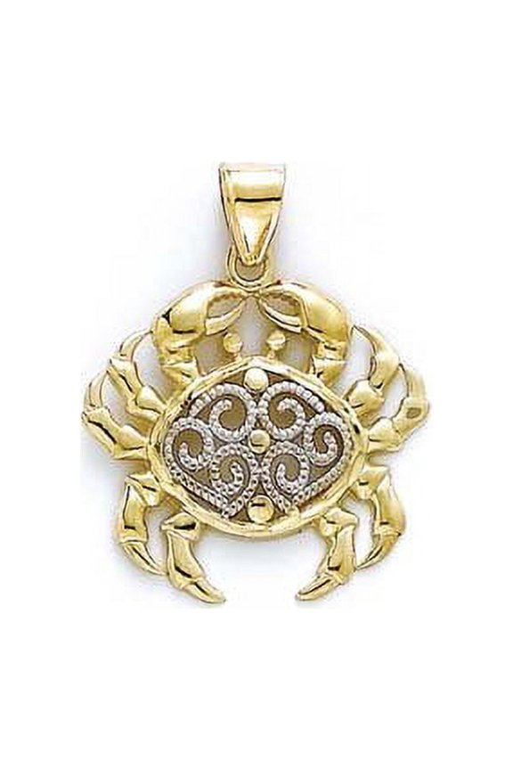 14k Two-Tone Gold Filgree Crab Pendant - 2.2 Grams