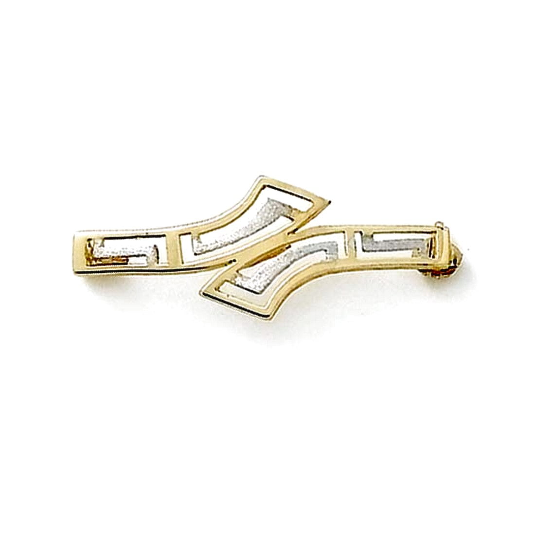 14k Solid Gold Two-Tone Geometric Bypass Pin Brooches and Pin for Women - 2.0 Grams
