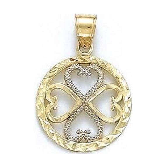 14k Two-Tone Gold Hearts In Circle Pendant - 1.6 Grams