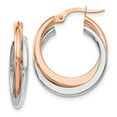 thumbnail image 1 of 14K Two-tone Polished Hinged Double Hoop Earrings, 1 of 2