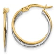 thumbnail image 1 of 14k Two-Tone Gold Hoop Earrings for Women with Intertwined Yellow and White Bands, Polished Lightweight Design, Modern Elegant Style for Everyday Wear or Special Occasions, 1 of 3