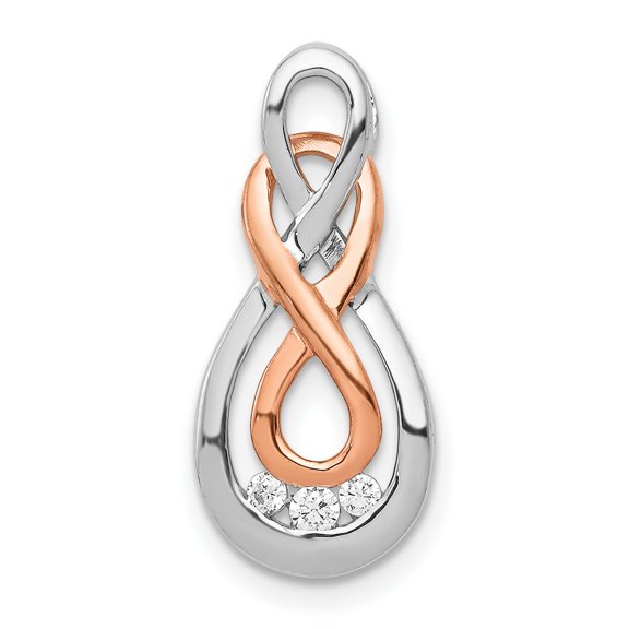 14k Two-Tone Gold Intertwined Infinity Slide Pendant Charm with 3 Diamond Accents