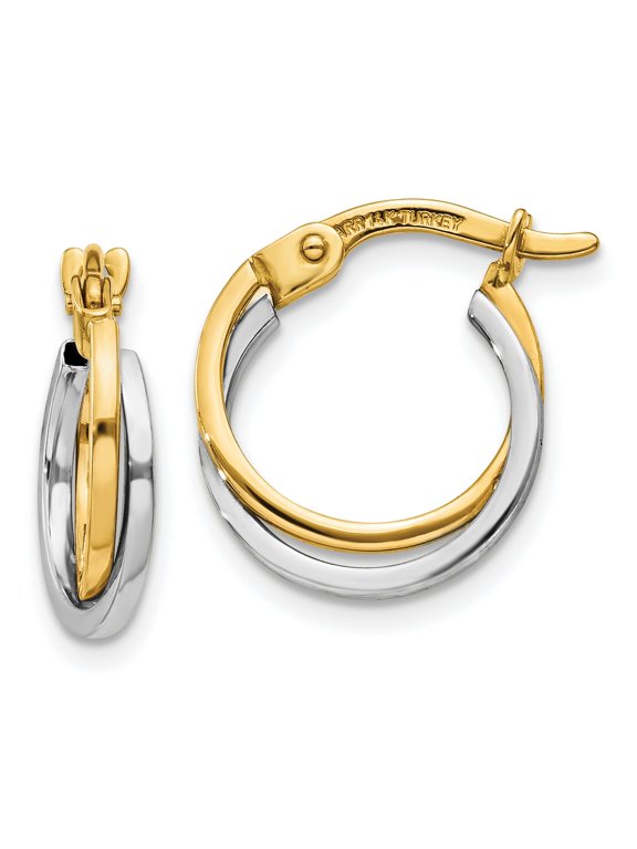 14k Two-Tone Gold Intertwined Hoop Earrings, 12 x 14 mm, for Women, Jewelry Stores Network