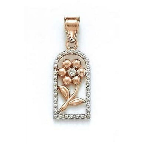 14k Two-Tone Gold Laser Flower Pendant - 1.6 Grams