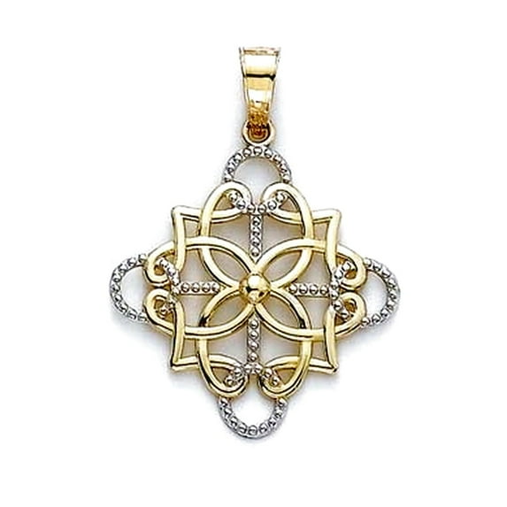 14k Two-Tone Gold Medallion Pendant Necklace Pendant for Women - 2.9 Grams