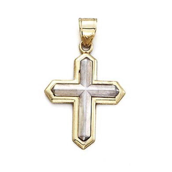 14k Two-Tone Gold Medium Cross Pendant - 1.9 Grams