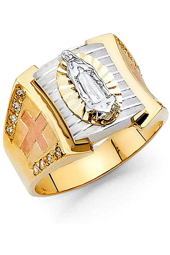 14k Two Tone Gold Men's Cubic Zirconia Ring for Men's (TOP1407, 9)