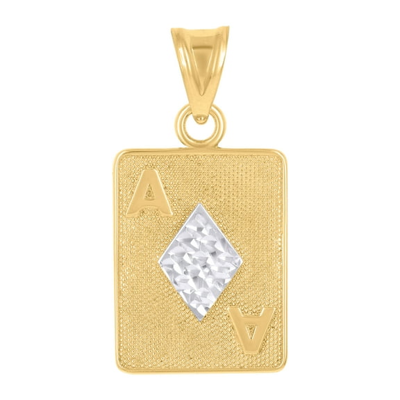 14k Two-Tone Gold Mens Playing Cards Ace Of Heart Gambling Fashion Charm Pendant