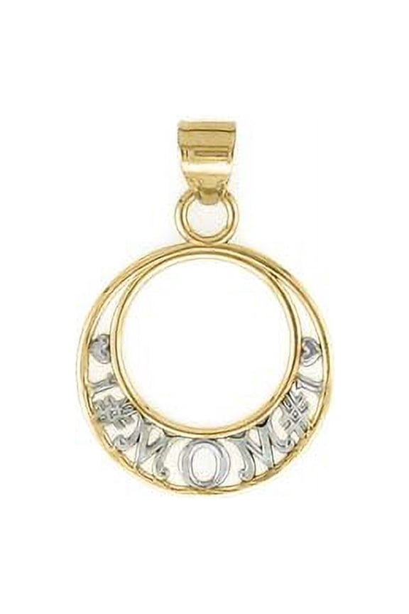 14k Two-Tone Gold Number One Mom In Circle Pendant - 1.5 Grams
