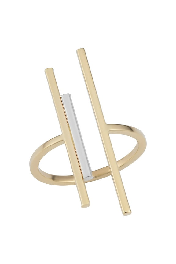 KoolJewelry 14k Two-tone Gold Open Triple Bar Ring (size 7)