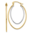 thumbnail image 1 of 14k Two-Tone Gold Oval Hoop Earrings for Women, Yellow and White Gold Polished Double Hoops, Lightweight Modern Fine Jewelry for Everyday or Dressy Wear, 1 of 6