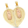 thumbnail image 1 of 14k Two Tone Gold Religious Broken Heart Te Amo Lady Guadalupe Virgin Mary Pendant New 31 mm x 26 mm, 1 of 1