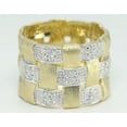 thumbnail image 1 of 14k Two Tone Gold Round Modern basket weave design artisan ring with diamond strip motif(0.28 Ct, H, SI2-SI3), 1 of 3