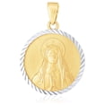 thumbnail image 1 of 14k Two Tone Gold Round Textured Religious Medal Pendant, 1 of 2