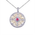 thumbnail image 1 of 14k Two-Tone Gold Ruby and Diamond Round Filigree Pendant, 1 of 1