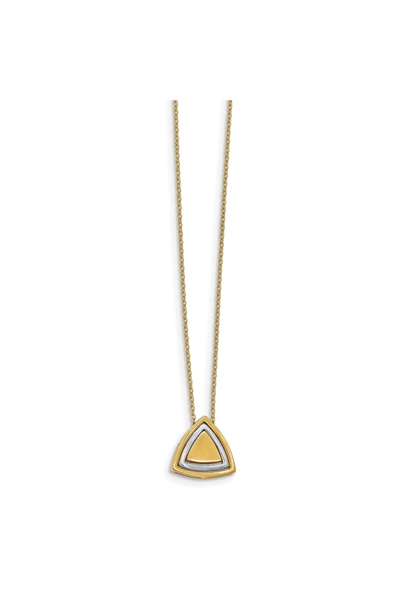 14K Two-Tone Gold Satin Triangle Necklace
