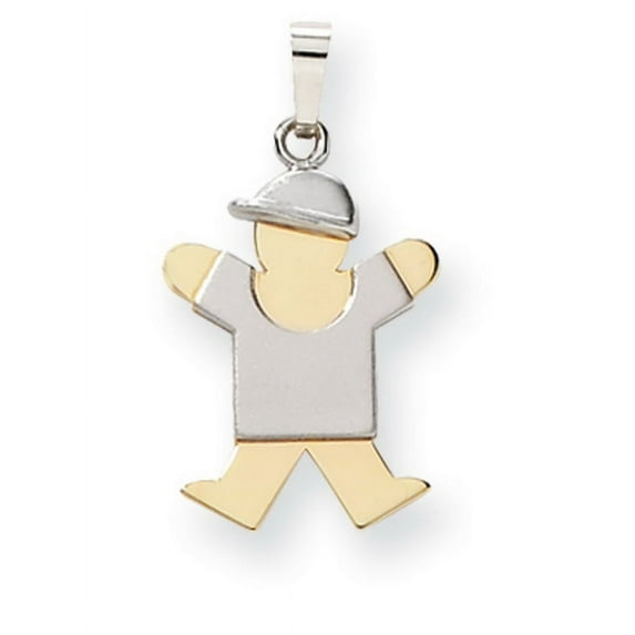 14k Two Tone Gold Small Boy with Hat on Right Engravable Charm
