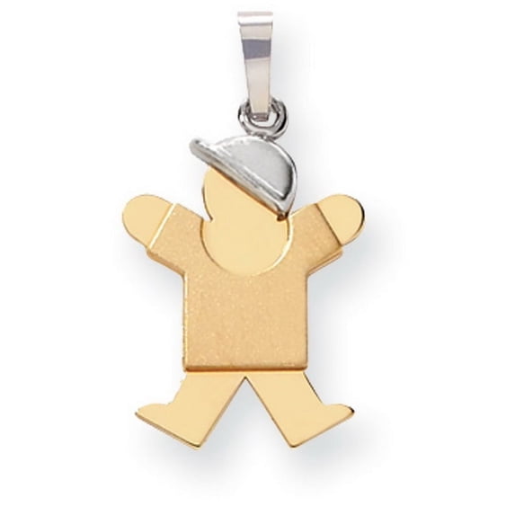 14k Two Tone Gold Small Boy with Hat on Right Engravable Charm