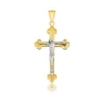 thumbnail image 1 of 14k Two-Tone Gold Small Budded Style Cross with Figure Pendant, 1 of 2