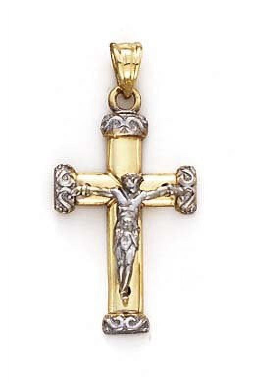 14k Two-Tone Gold Small Crucifix Pendant - 2.2 Grams