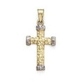 thumbnail image 1 of 14k Two-Tone Gold Small Nugget Cross Etruscan End Pendant - 2.1 Grams, 1 of 2
