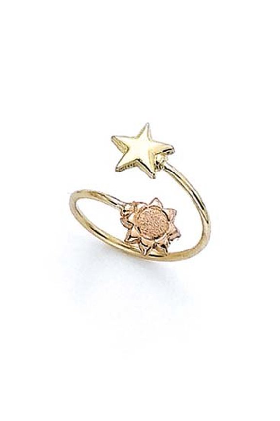 14k Two-Tone Gold Star Sun Toe Ring - 1.0 Grams