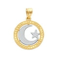 thumbnail image 1 of Solid 14k Two Tone Gold Star and Crescent Pendant - Islamic Jewelry, Muslim Faith Gifts for Women - Golden Fire, 1 of 4