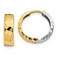 thumbnail image 1 of 14k Two-Tone Gold Textured Hinged Hoop Earrings - 1.3 Grams - Measures 14x15mm Wide 4mm Thick, 1 of 2