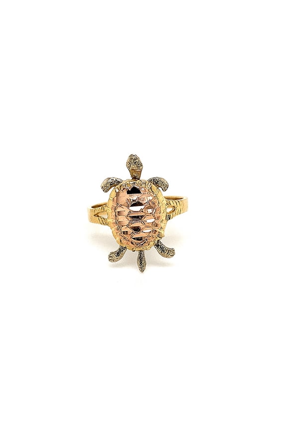 14k Two Tone Gold Turtle Ring