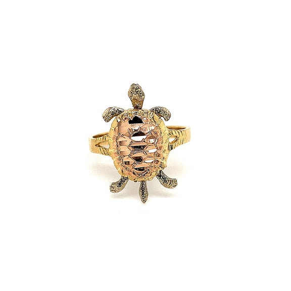14k Two Tone Gold Turtle Ring