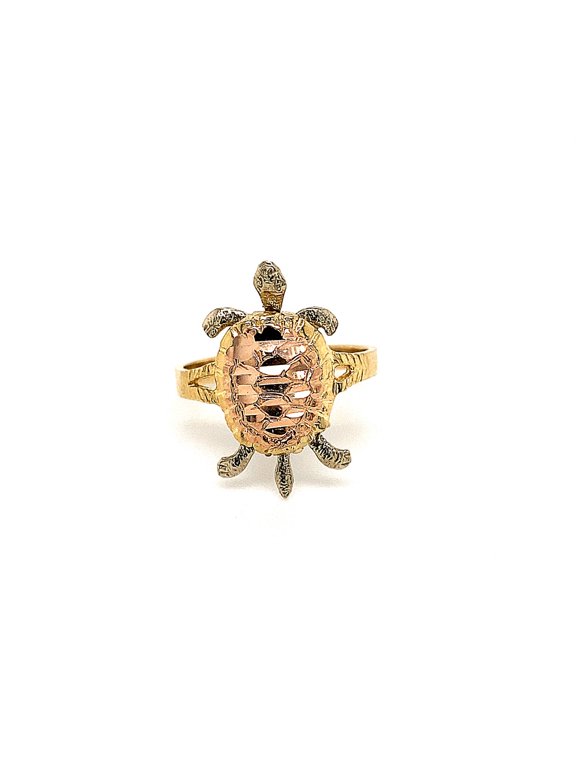 14k Two Tone Gold Turtle Ring