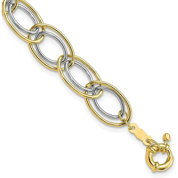 14k Two-Tone Gold Two Tone Fancy Oval Link Bracelet - 7.5"