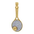 thumbnail image 1 of 14k Two-Tone Gold Unisex Cubic Zirconia Tennis Racquet Ball Sport Charm Pendant, 1 of 2