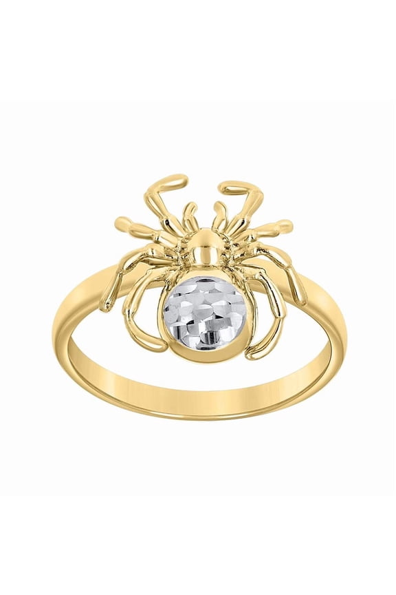 14k Two-Tone Gold Womens Brass Spider Ring