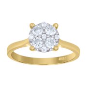 14k Two-Tone Gold Womens Cubic Zirconia Cluster Round Head Fancy Ring