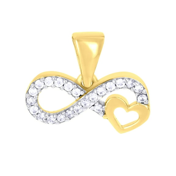 14k Two-Tone Gold Womens Cubic-Zirconia Infinity Heart Charm Pendant