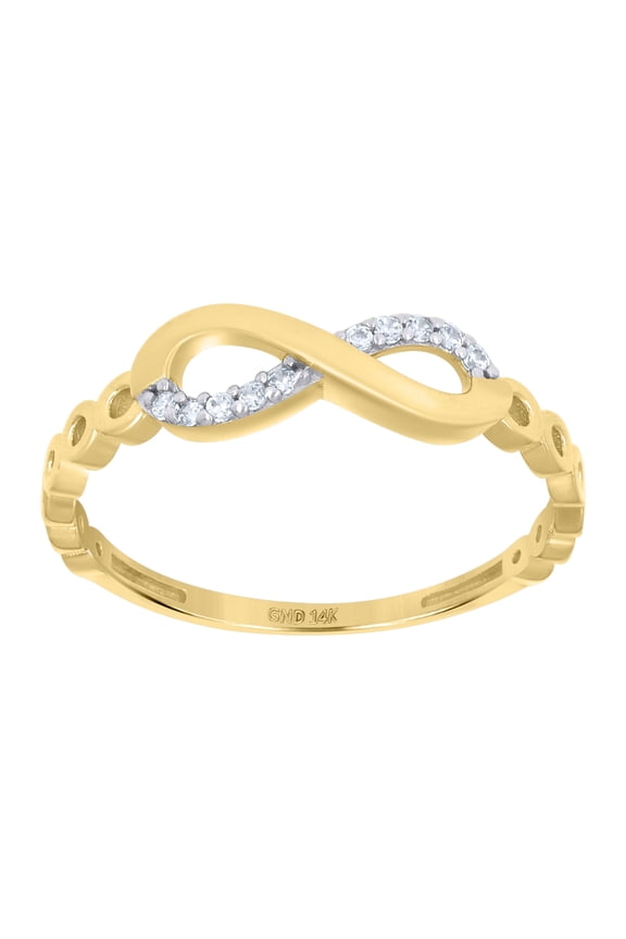 14k Two-Tone Gold Womens Cubic-Zirconia Infinity Symbol Ring