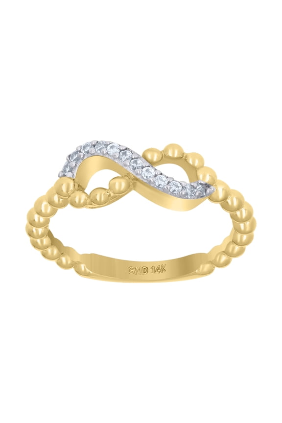 14k Two-Tone Gold Womens Cubic-Zirconia Infinity Symbol Ring