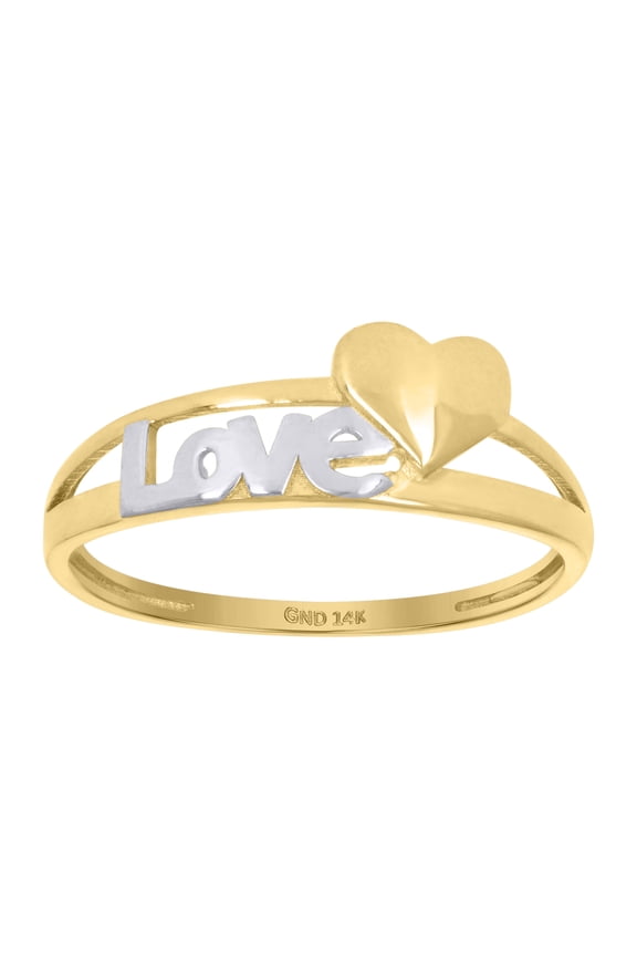 14k Two-Tone Gold Womens Love Heart Ring