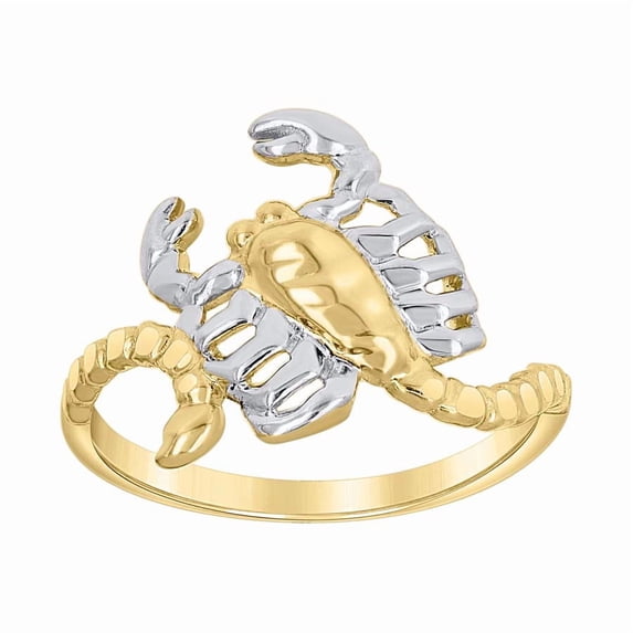 14k Two-Tone Gold Womens Scorpion Zodiac Sign Ring