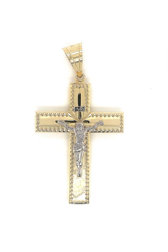 14k Two Tone Hollow Cross