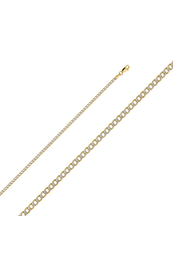 14k Two Tone Italian Gold DC Cuban Curb Chain Link Necklace 2.4mm