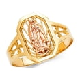 thumbnail image 1 of 14k Two Tone Italian Gold Emerald Shape Virgen Guadalupe Ring 15mm, 1 of 1