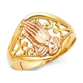 thumbnail image 1 of 14k Two Tone Italian Gold Praying Hands Multi Cross 15mm Eye Shape Ring, 1 of 1