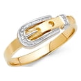 thumbnail image 1 of 14k Two Tone Italian Solid Gold Dainty Belt Buckle Pattern Ring 7mm, 1 of 1